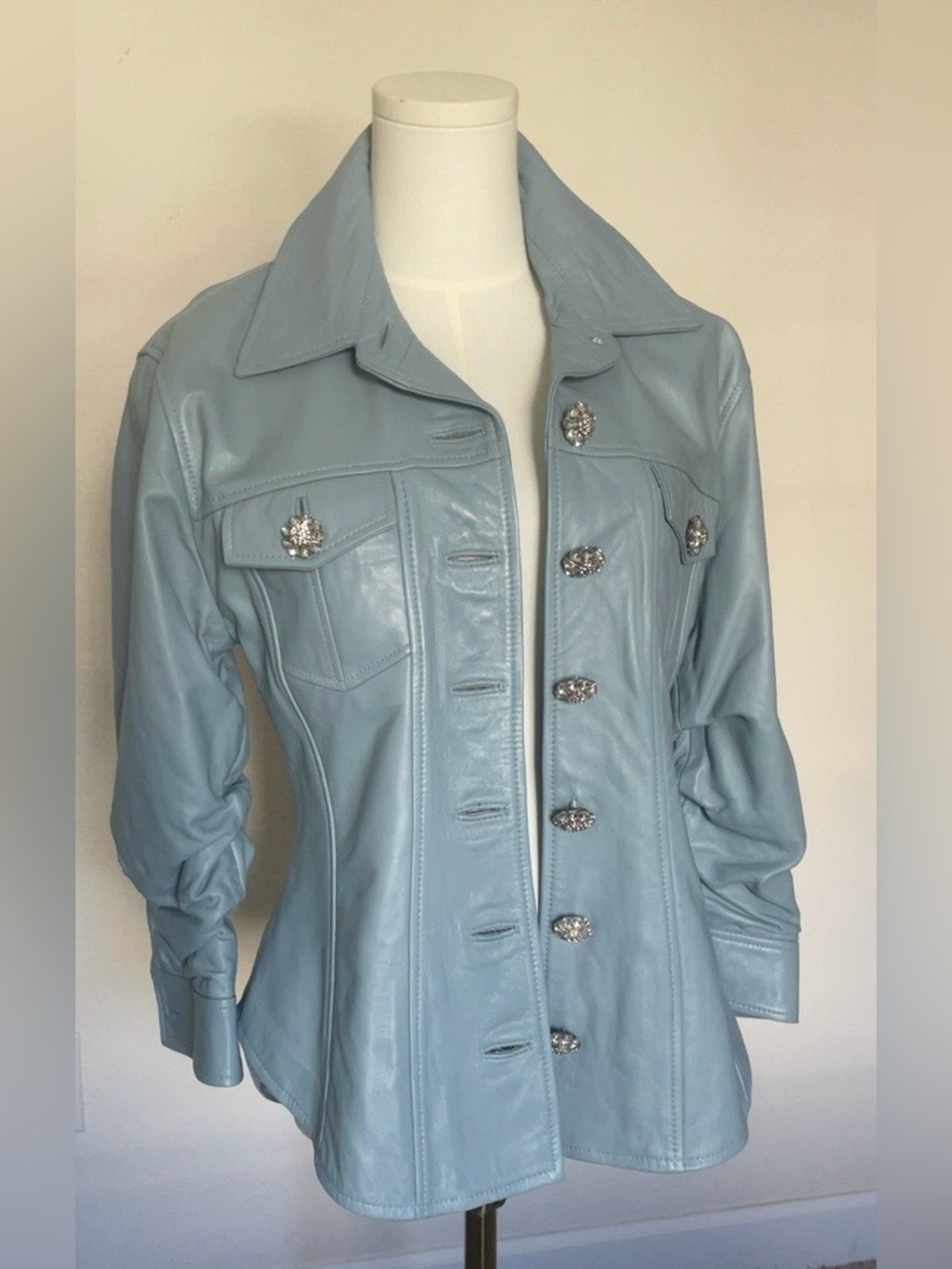 Cinq a Sept Jeweled Scrunched Canyon Leather Jacket NWT Sz 4